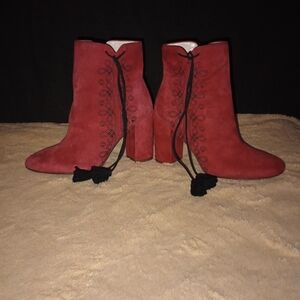 NWOT Kate Spade Red Suede Georgette Boots Women's Size 6